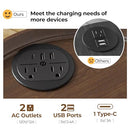 GREENSTELL Round Side Table Storage Shelf USB Ports 15.0x15.0x20.4inch Brown - Like New