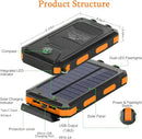 Solar Charger26303mAh Portable Solar Power Bank 2V 4A Dual USB, S1008D - ORANGE - Like New