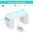 J&L 47 INCH GAMING DESK WITH DRAWERS & STORAGE SHELVES - WHITE - Like New