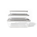 DURA LIVING GLASS FOOD STORAGE CONTAINER WITH LIDS NESTING 6 PIECE - CLEAR/GRAY - Brand New