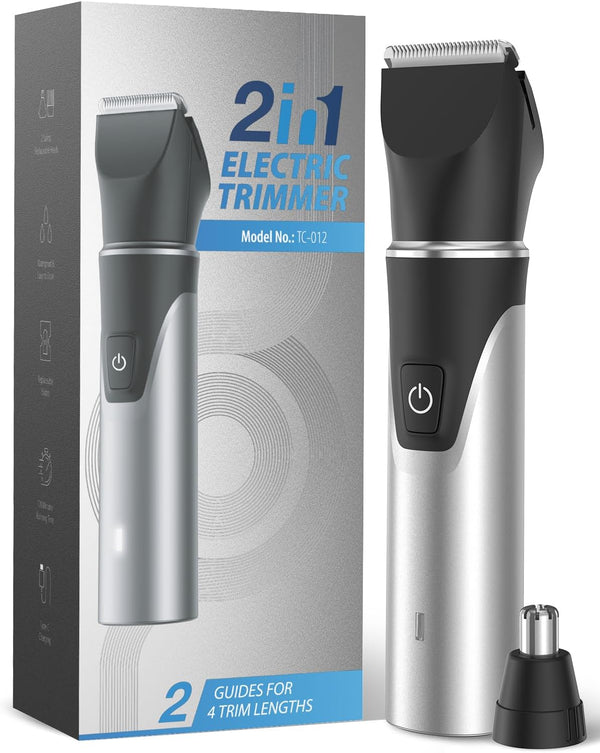 REYOLL Body Hair Trimmer for Men - Electric Groomer, TC-012 - Silver/Black Like New