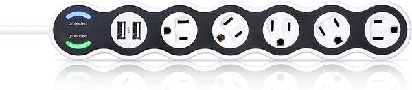 360 Electrical PowerCurve 2.4 4 ft. 5-Outlet Rotating 2.4 Amp 2-Port USB - White New