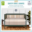 Dream On Me Clover 4-in-1 Modern Island Crib with Rounded Spindles in Olive - Like New
