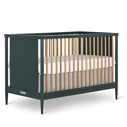 Dream On Me Clover 4-in-1 Modern Island Crib with Rounded Spindles in Olive - Like New