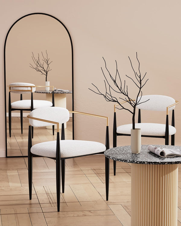 MORDEN FORT MODERN BOUCLE DINING CHAIR, SET OF 2 - WHITE - Scratch & Dent