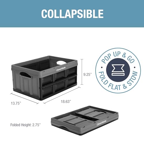 CLEVERMADE COLLAPSIBLE STORAGE BINS STACKABLE 8535467-AAU3PK - STONE - Like New