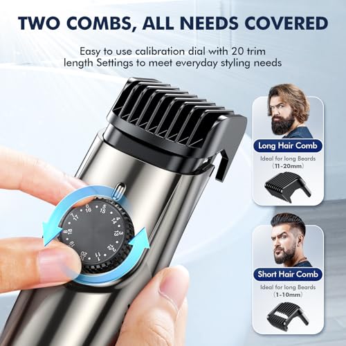 VIVAEASE VACUUM BEARD TRIMMER FOR MEN, UPGRADE ADJUSTABLE LENGTH - BLACK GREEN - Like New
