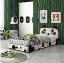 COSTWAY TWIN SIZE KIDS BED TODDLER UPHOLSTERED PANDA HEADBOARD - WHITE - Like New