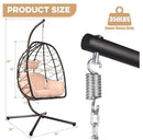 ZZW 1 PERSON EGG CHAIR STAND OUTDOOR WICKER HANGING BEIGE CUSHION - BROWN/BEIGE - Like New