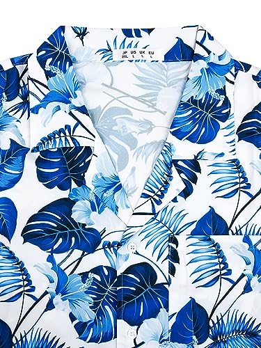 Ainiko Men's Short Sleeve Hawaiian Shirt - BLUE FLOWER - Size S - Like New