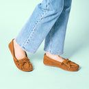 263068-003 MINNETONKA WOMEN'S KILTY SUEDE HARDSOLE MOCCASIN BROWN SIZE 7 - Like New