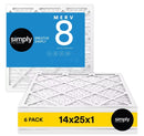 SIMPLY 14 IN. X 25 IN. X 1 IN. MERV 8 FPR 5 PLEATED AIR FILTER 6-PACK - WHITE - Brand New