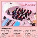 Lavender Violets 27+3 Colors Gel Nail Polish Kit with UV Light 24W Nail Dryer - Brand New