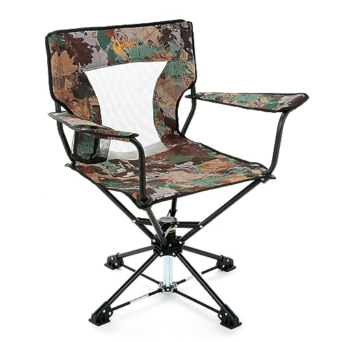 ARROWHEAD OUTDOOR 360 DEGREES SWIVEL HUNTING CHAIR W/ ARMRESTS CAMO - Camo Like New