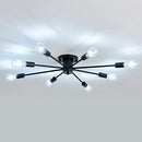 UOFUS 8 Light Semi Flush Mount Ceiling Light Fixtures Modern Chandelier - Black - Like New