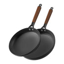 LAMFO CAST IRON SKILLETS, 10 INCH/12 INCH NON STICK FRYING PANS, 2 PIECE - BLACK - Like New