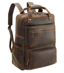 Polare Full Grain Leather 17.3‘’ Backpack Bag Camping Travel Rucksack - Brown - Like New