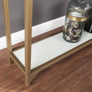Narrow Metal Console B0875M1Y41 - Gold w/ white glass - Brand New