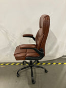 PU LEATHER OFFICE CHAIR ERGONOMIC ADJUSTABLE HEIGHT - BROWN - Scratch & Dent