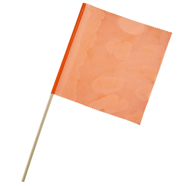 Mesh Orange Warning Flag w Wooden Dowel