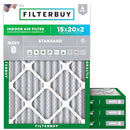 Filterbuy 15x20x2 Air Filter MERV 8 Dust & Allergy Defense (4-Pack) - Brand New