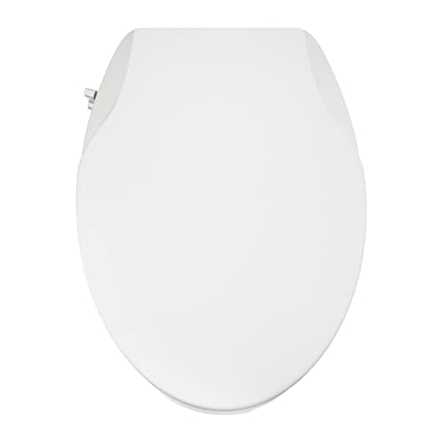 Amazon Basics Oval Nonelectrical Bidet Seat Self-cleaning Elongated - WHITE - Like New