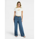 NO BOUNDARIES MINI WAISTBAND WIDE LEG PANTS - SIZE: WOMEN M - DARK WASH - Brand New