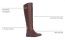 KAREN SCOTT WOMENS DELIEE2 LEATHER ALMOND TOE KNEE HIGH, SIZE WOMEN 6.5, COGNAC - Like New