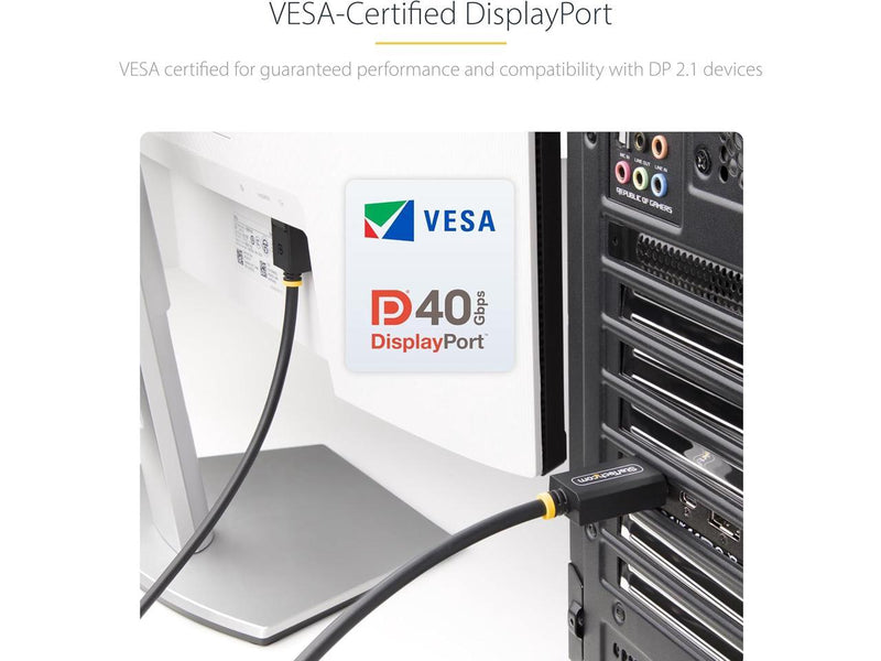 StarTech 6ft DisplayPort 2.1 Cable VESA Certified DP40 DisplayPort Cable Black