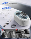 ONLIKIN 45KHZ ULTRASONIC JEWELRY CLEANER, 35W, 5 TIMER, QUIET, HCU01A - WHITE - Like New