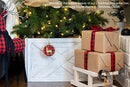 BARNWOODUSA Christmas Tree Collar Box Wooden White Wash X Farmhouse Skirt - Brand New