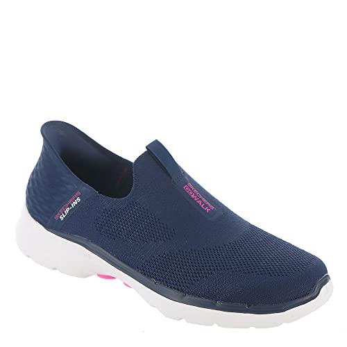Skechers women's Hands Free Slip-ins Go Walk 6-Fabulous View Sneakers NAVY WIDE - Brand New