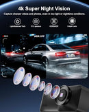ESTBUC 4K DASH CAMERA FOR CARS, MINI DASHCAM WITH SUPER NIGHT VISION - BLACK - Like New