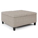 SIMPLIHOME Harrison 36" Wide Transitional Square Coffee Table Storage Ottoman - Like New