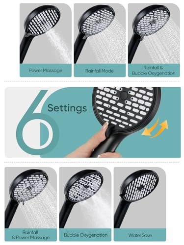 Cobbe 11.8 Inch Rain Shower Head with 6 Modes Handheld Water Spray High Pressure - Like New