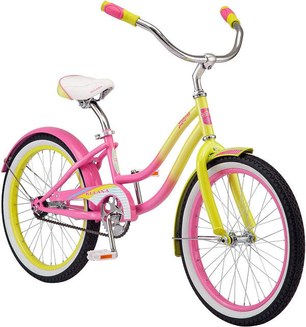 Kulana Lakona Youth and Adult Beach Cruiser Bike, 20-Inch Wheel - Pink/Yellow - Like New