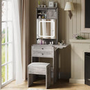ARTETHYS FARMHOUSE SMALL VANITY DESK SET WITH MIRROR CABINET COMPACT - GRAY - Like New