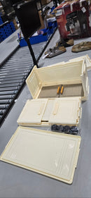GENERIC COLLAPSIBLE STORAGE BINS, MAGNETIC DOORS, 3-TIER, WHEELS - BRIGHT AMBER - Like New