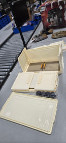 GENERIC COLLAPSIBLE STORAGE BINS, MAGNETIC DOORS, 3-TIER, WHEELS - BRIGHT AMBER - Like New