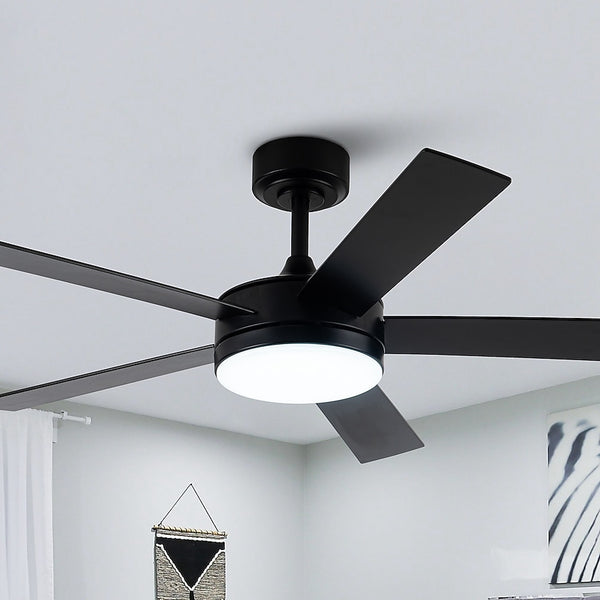 VACZON 48-INCHES INDOOR DOWN ROD MOUNT STANDARD CEILING FAN LIGHT - MATTE BLACK - Like New
