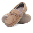 Heat Edge Mens Suede Moccasin Memory Foam Moccasin Slipper Shoe - Size 9, Taupe - Brand New