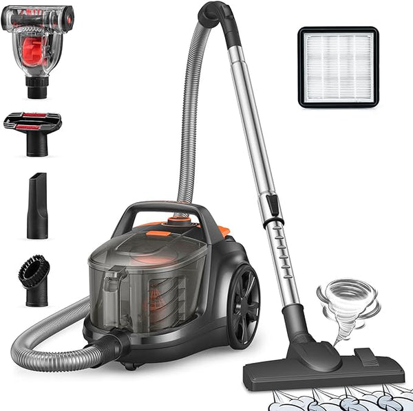 Aspiron Canister 1200W Lightweight Bagless Vacuum Cleaner - GRAY AND ORANGE Like New