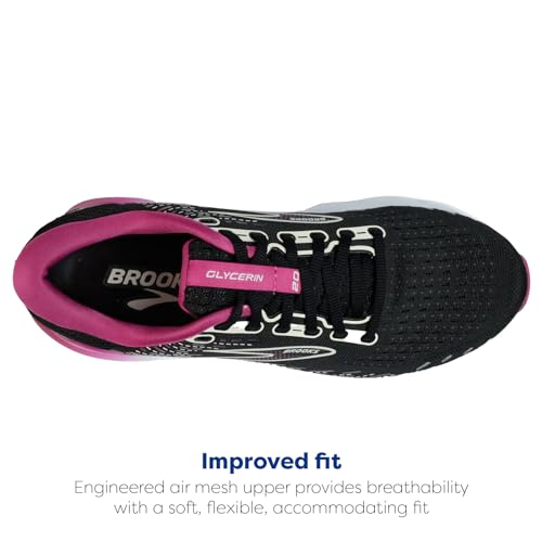 BROOKS WOMEN'S GLYCERIN 20 NEUTRAL RUNNING SHOE BLACK/FUCHSIA/LINEN - 12 - Like New