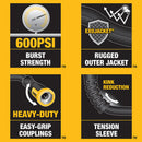 DEWALT HEAVY-DUTY PROFESSIONAL GRADE FABRIC HOSE 100FT - BLACK - Like New