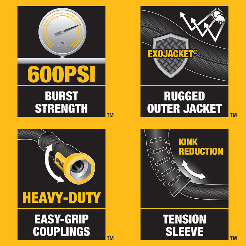 DEWALT HEAVY-DUTY PROFESSIONAL GRADE FABRIC HOSE 100FT - BLACK - Like New