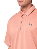 1290140 Under Armor Men's Tech Golf Polo Pink/Gray Size L - Like New
