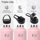 VBV - Insulated Water Bottle - 64 Oz, 3 Lids, Stainless Steel - PINK/BLUE - Like New