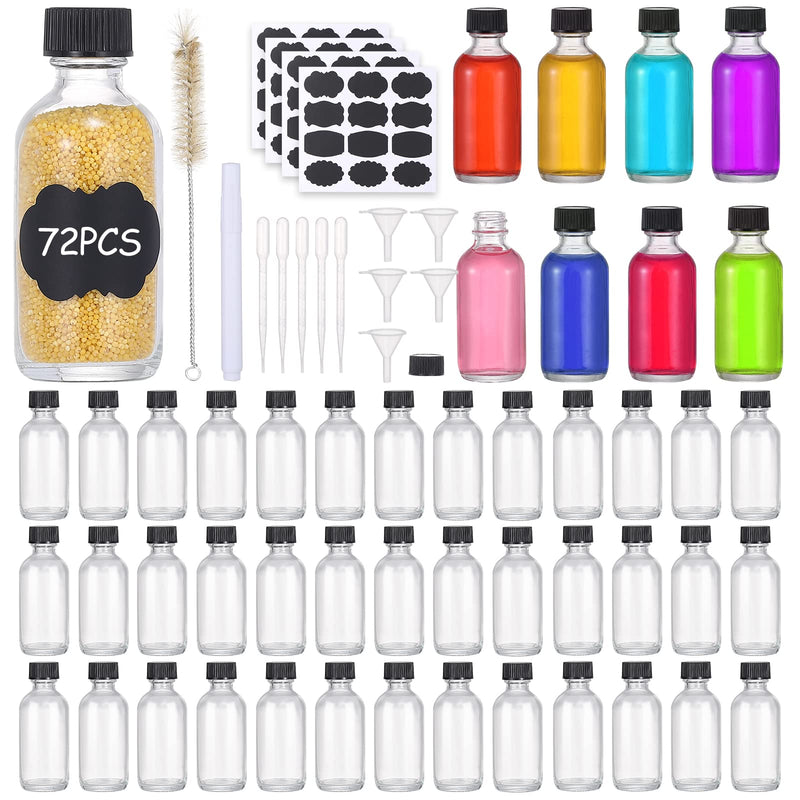 ‎MMONDOD (PACK OF 72) 2OZ SMALL CLEAR GLASS BOTTLES(60ML) WITH LIDS Y-169-CLEAR - Like New