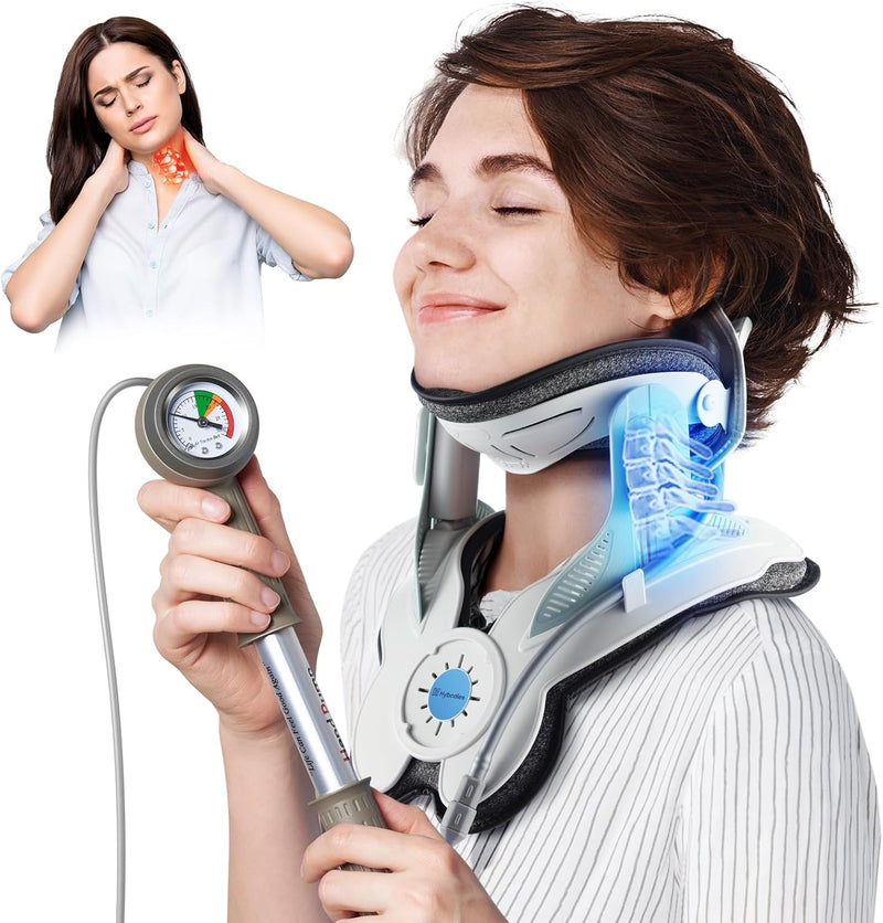 GENERIC CERVICAL TRACTION DEVICE AIR COLLAR: INFLATABLE NECK STRETCHER - WHITE - Like New