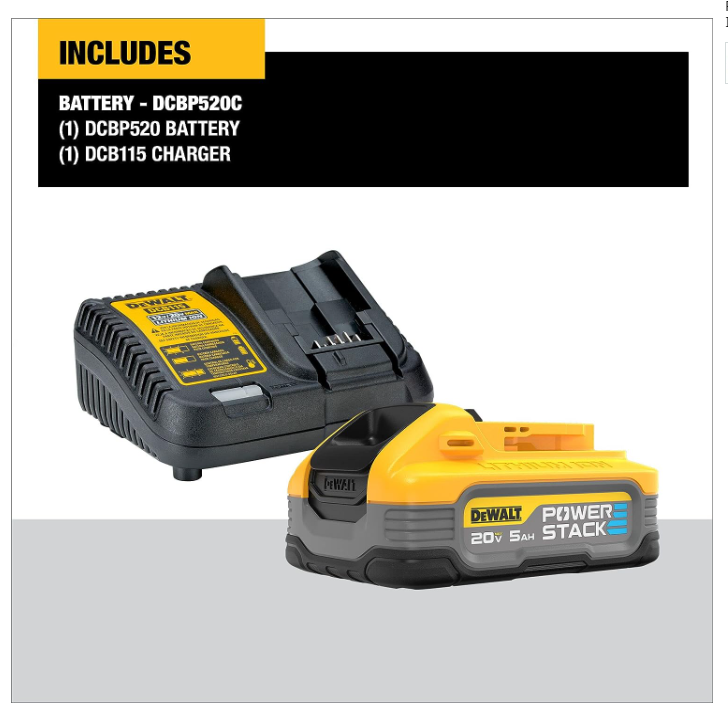 DEWALT DCBP520C Powerstack 20V Battery Starter Rechargeable BLACK/YELLOW - Like New